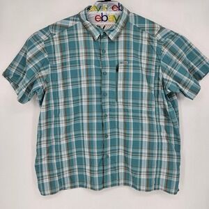 Columbia Shirt Mens XXL PFG Button Up Omni‎ Shade Fishing Vented Green Plaid